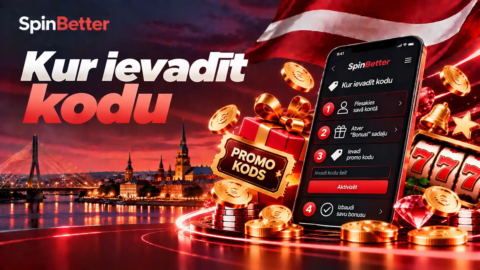 Kur ievadīt SpinBetter promo kodu: četri soļi telefona izvēlnē